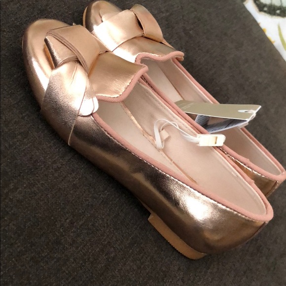 ZARA GIRLS ROSE GOLD MOCCASINS WITH BOW - Picture 3 of 8